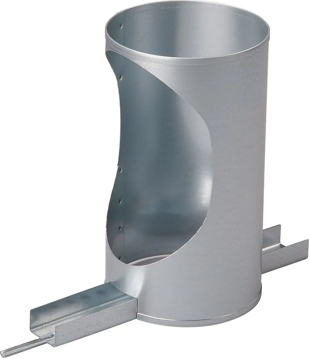 Silbernes Metallteil mit halbierter zylindrischer Form und angeschlossener Auflageschiene, geeignet für Abgassysteme, hergestellt von Bosch.